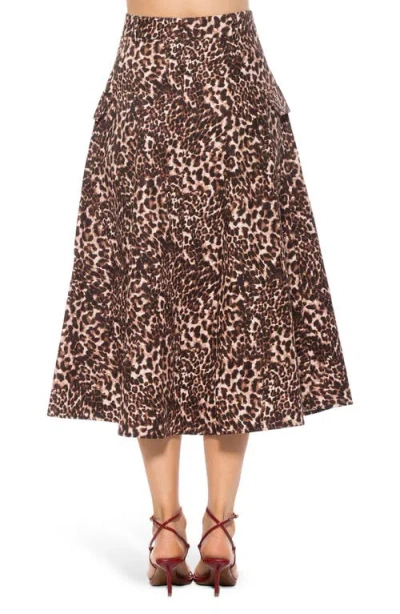 Alexia Admor Avery Cargo Midi Skirt In Leopard