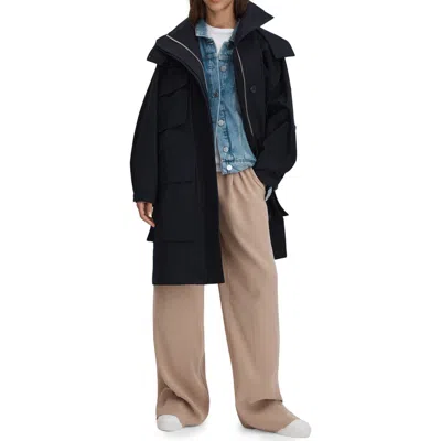 Reiss Navy Cotton Parka Coat