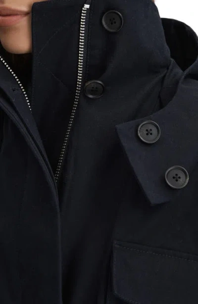 Reiss Navy Cotton Parka Coat