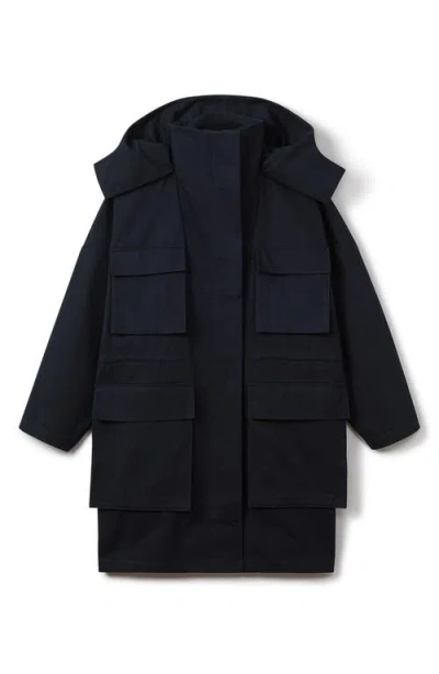 Reiss Navy Cotton Parka Coat