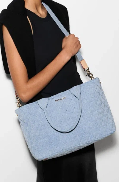 Mz Wallace Medium Metro City Tote In True Light Denim