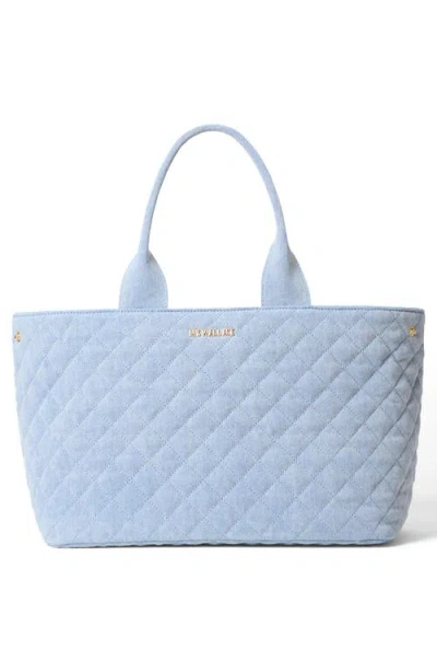 Mz Wallace Medium Metro City Tote In True Light Denim