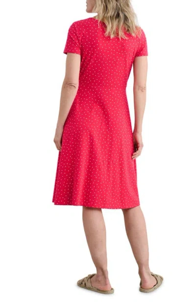 Seasalt Cornwall April Polka Dot Jersey Dress In Rustic Spot Raspberry