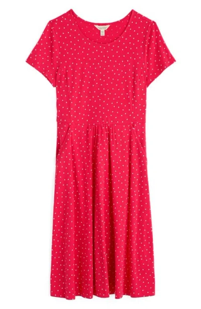 Seasalt Cornwall April Polka Dot Jersey Dress In Rustic Spot Raspberry
