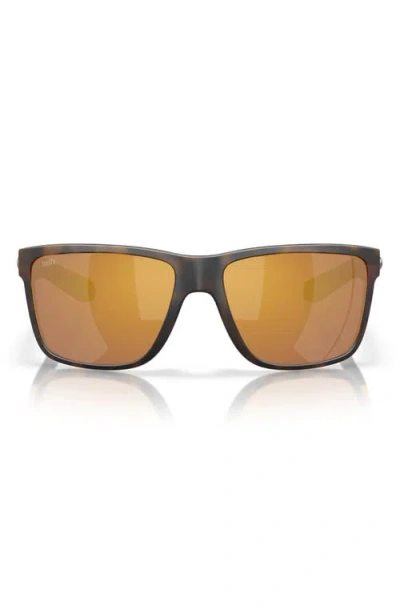 Costa Del Mar Broadbill Ii 58mm Polarized Rectangular Sunglasses In Matte Tortoise/gold