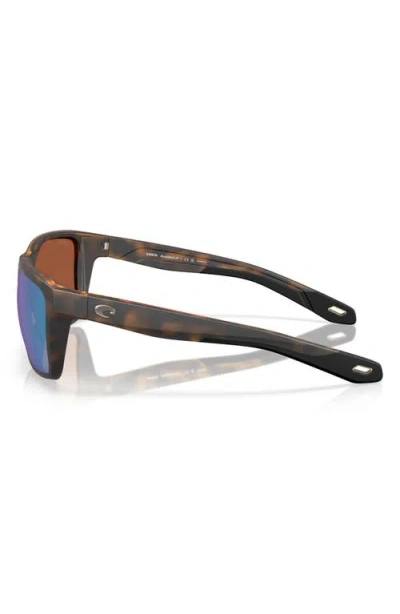 Costa Del Mar Broadbill Ii Xl 62mm Polarized Oversize Rectangular Sunglasses In Matte Tortoise/green