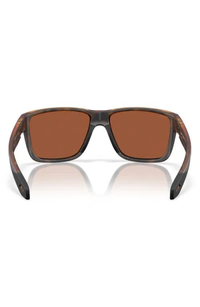 Costa Del Mar Broadbill Ii Xl 62mm Polarized Oversize Rectangular Sunglasses In Matte Tortoise/green
