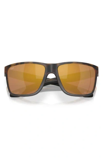 Costa Del Mar Broadbill Ii 58mm Polarized Rectangular Sunglasses In Matte Tortoise/gold