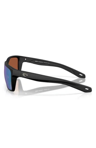 Costa Del Mar Broadbill Ii Xl 62mm Polarized Oversize Rectangular Sunglasses In Matte Black/green Mirror