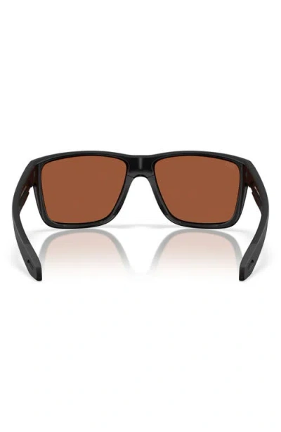 Costa Del Mar Broadbill Ii Xl 62mm Polarized Oversize Rectangular Sunglasses In Matte Black/green Mirror