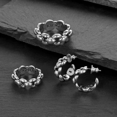 King Baby Studio Medium Infinity Link Ring In Silver