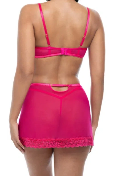 Oh La La Cheri Brit Underwire Bra, G-string & Slip Set In Pink Yarrow