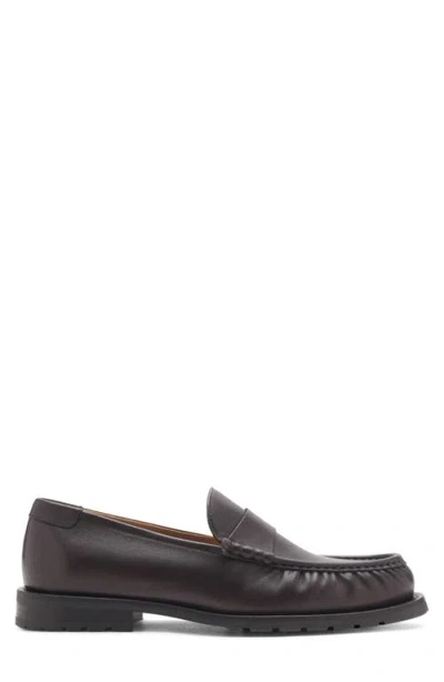 Mango Leather Loafer In Brown
