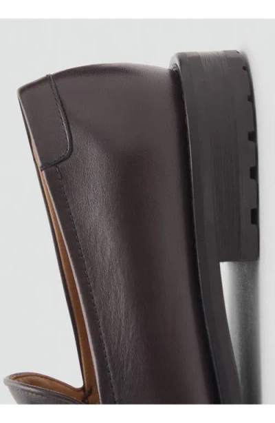 Mango Leather Loafer In Brown