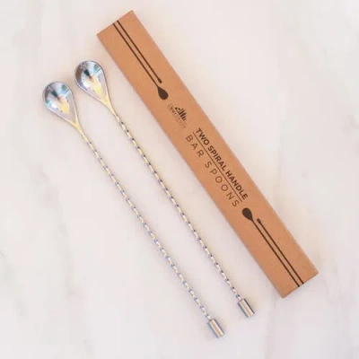A Bar Above Stainless Steel Bar Spoons, Set Of 2 With Spiral Handles In Stainless Steel