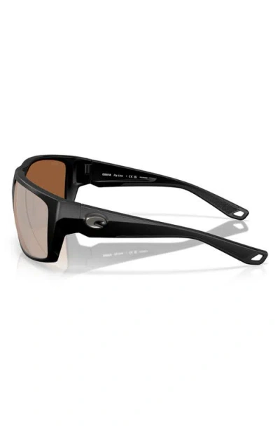 Costa Del Mar 64mm Polarized Rectangular Sunglasses In Black/copper Silver 580g