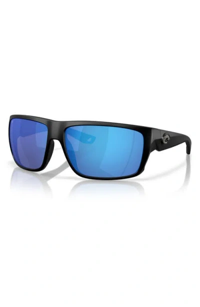 Costa Del Mar Rincon Ii 64mm Mirrored Polarized Oversize Rectangular Sunglasses In Blue