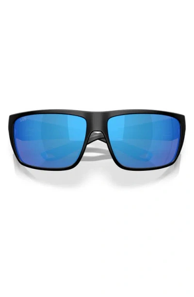 Costa Del Mar Rincon Ii 64mm Mirrored Polarized Oversize Rectangular Sunglasses In Blue