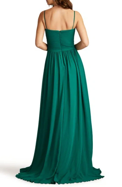 Tadashi Shoji Cgv24856l Long Pleated Formal Prom Dress In Emerald