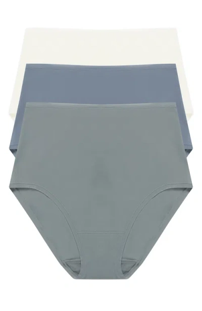 Natori Bliss Bare Hipster, Pack Of 3 In Seaglass/country Blue/ivory