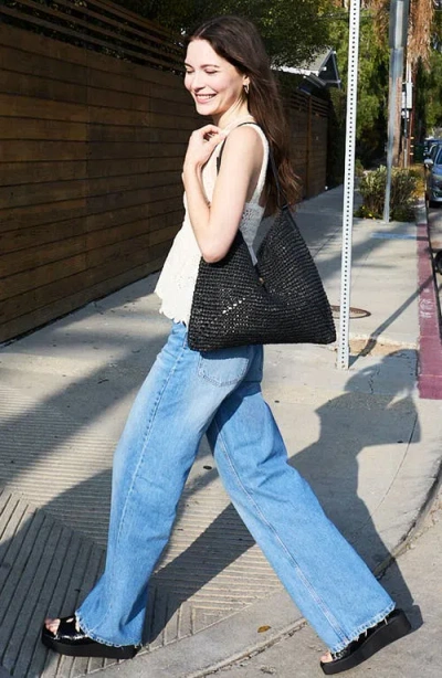 Oryany Raffia Triangle Shoulder Bag In Black