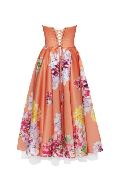 Milla Playful Floral Midi Dress With Bow In Orange Floral