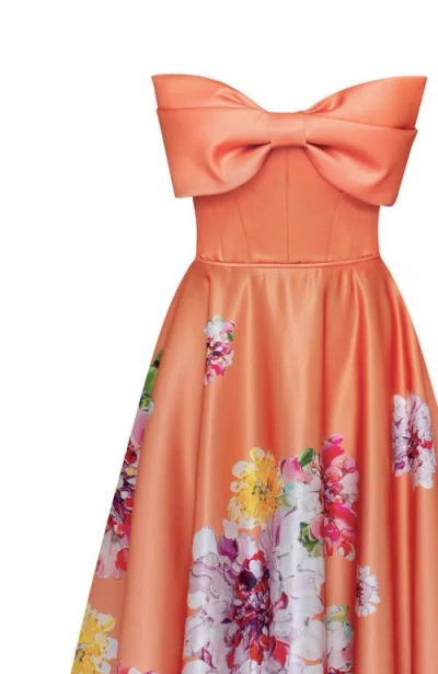 Milla Playful Floral Midi Dress With Bow In Orange Floral