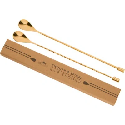 A Bar Above Gold Bar Spoons, Combo Set Of 2 In Gold