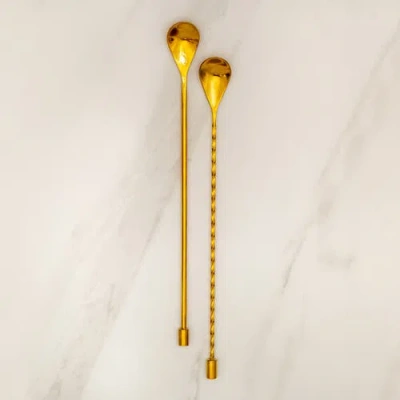 A Bar Above Gold Bar Spoons, Combo Set Of 2 In Gold