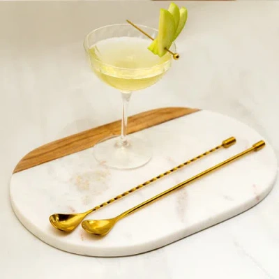A Bar Above Gold Bar Spoons, Combo Set Of 2 In Gold