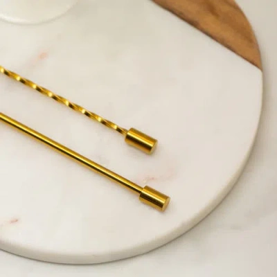 A Bar Above Gold Bar Spoons, Combo Set Of 2 In Gold