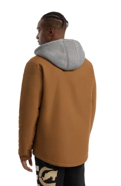 Ecko Unltd Quietly Standing Out Faux Shearling Lined Jacket In Sepia