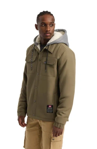 Ecko Unltd Quietly Standing Out Faux Shearling Lined Jacket In Olive