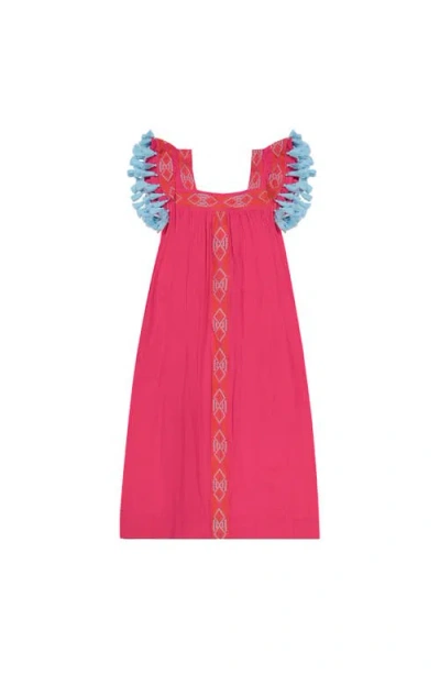 Mer St. Barth Dress Raspberry Embroidery In Pink