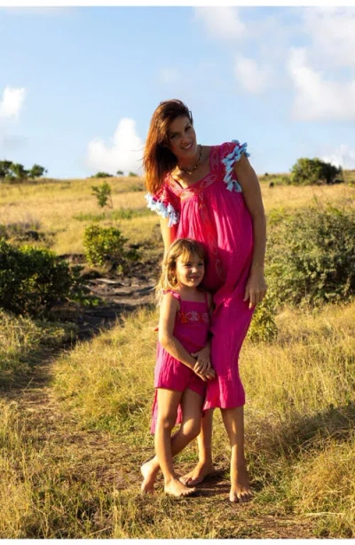 Mer St. Barth Dress Raspberry Embroidery In Pink