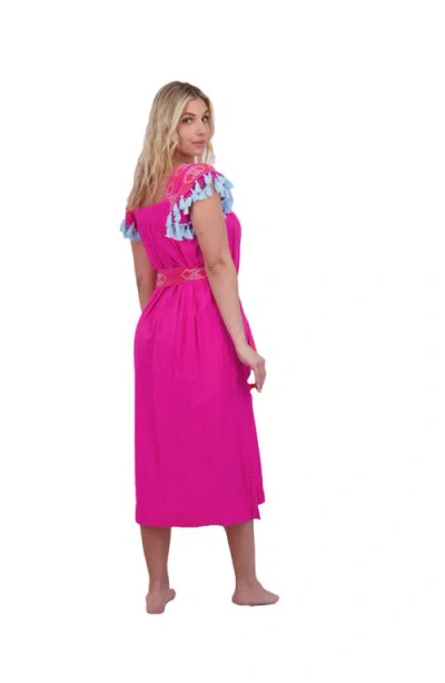 Mer St. Barth Dress Raspberry Embroidery In Pink