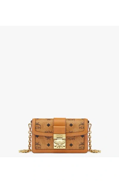 Mcm Canvas Gretl Crossbody Bag With Chain Strap In Cognac