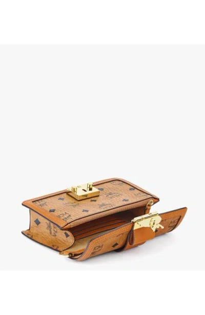 Mcm Canvas Gretl Crossbody Bag With Chain Strap In Cognac