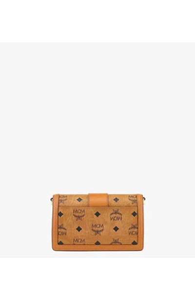 Mcm Canvas Gretl Crossbody Bag With Chain Strap In Cognac