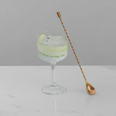 A Bar Above Antique Copper Bar Spoons, Set Of 2 With Spiral Handles In Antique Copper