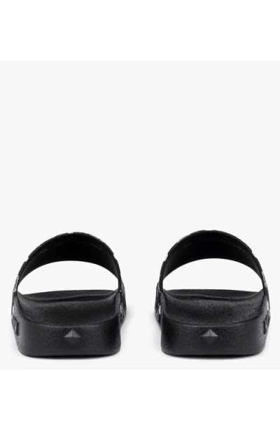 Mcm Women Black Rubber Slippers In Animal Print