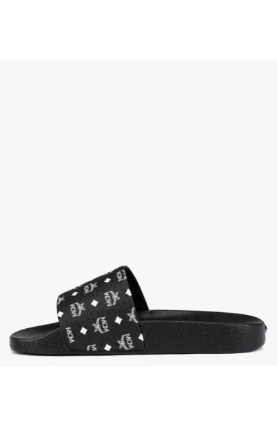 Mcm Women Black Rubber Slippers In Animal Print