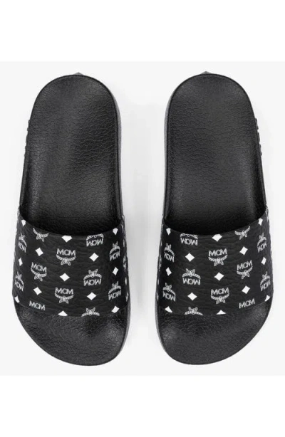 Mcm Women Black Rubber Slippers In Animal Print