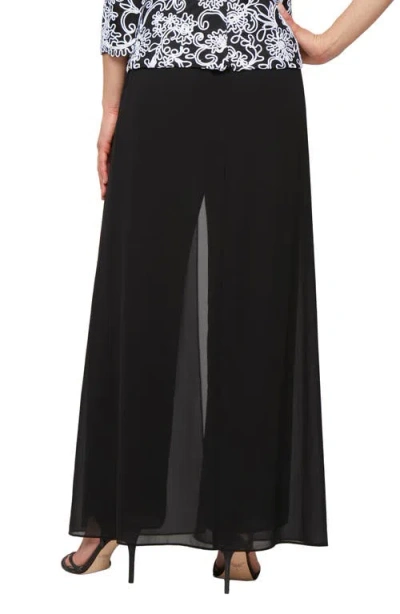 Alex Evenings Women's Chiffon-layered Wide-leg Pants In Black