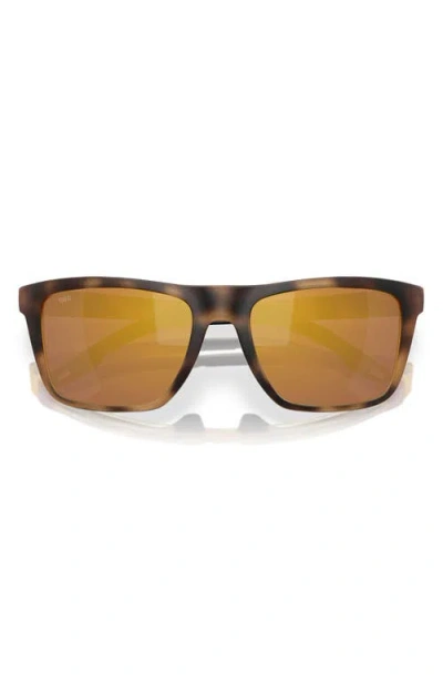 Costa Del Mar Mainsail 55mm Mirrored Polarized Rectangular Sunglasses In Brown