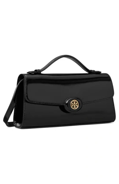 Tory Burch Robinson Spazzolato Leather Convertible Shoulder Bag In Black