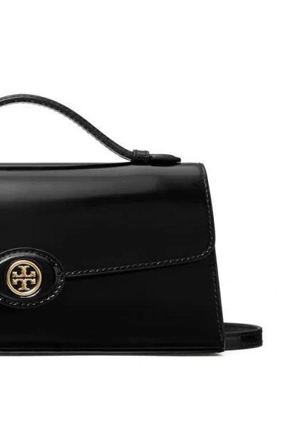 Tory Burch Robinson Spazzolato Leather Convertible Shoulder Bag In Black