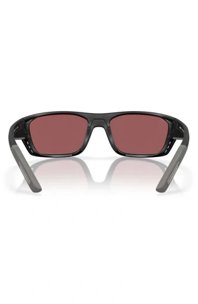 Costa Del Mar 57mm Polarized Rectangular Sunglasses In Matte Black/gold Mirror 580g