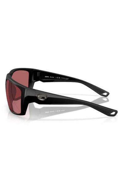 Costa Del Mar 64mm Polarized Rectangular Sunglasses In Matte Black/rose