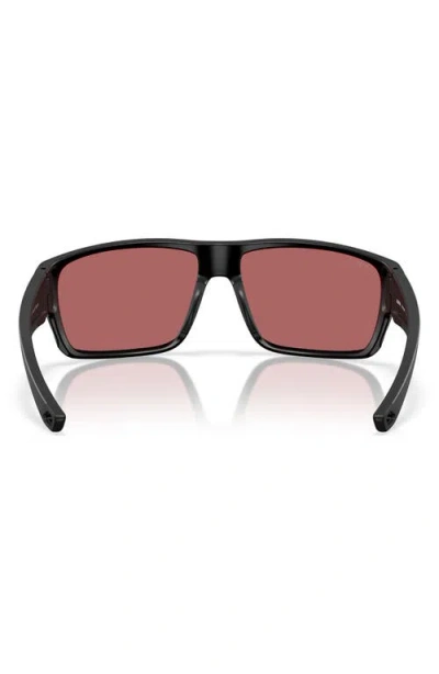 Costa Del Mar 64mm Polarized Rectangular Sunglasses In Matte Black/rose